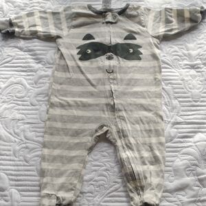 Gerber Striped Gray Raccoon Kids One Piece